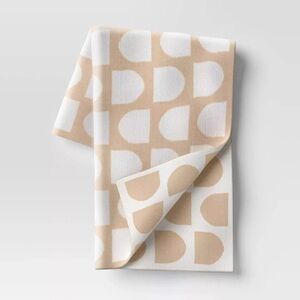 NEW Threshold Reversible Knit Geo Throw Blanket, Tan